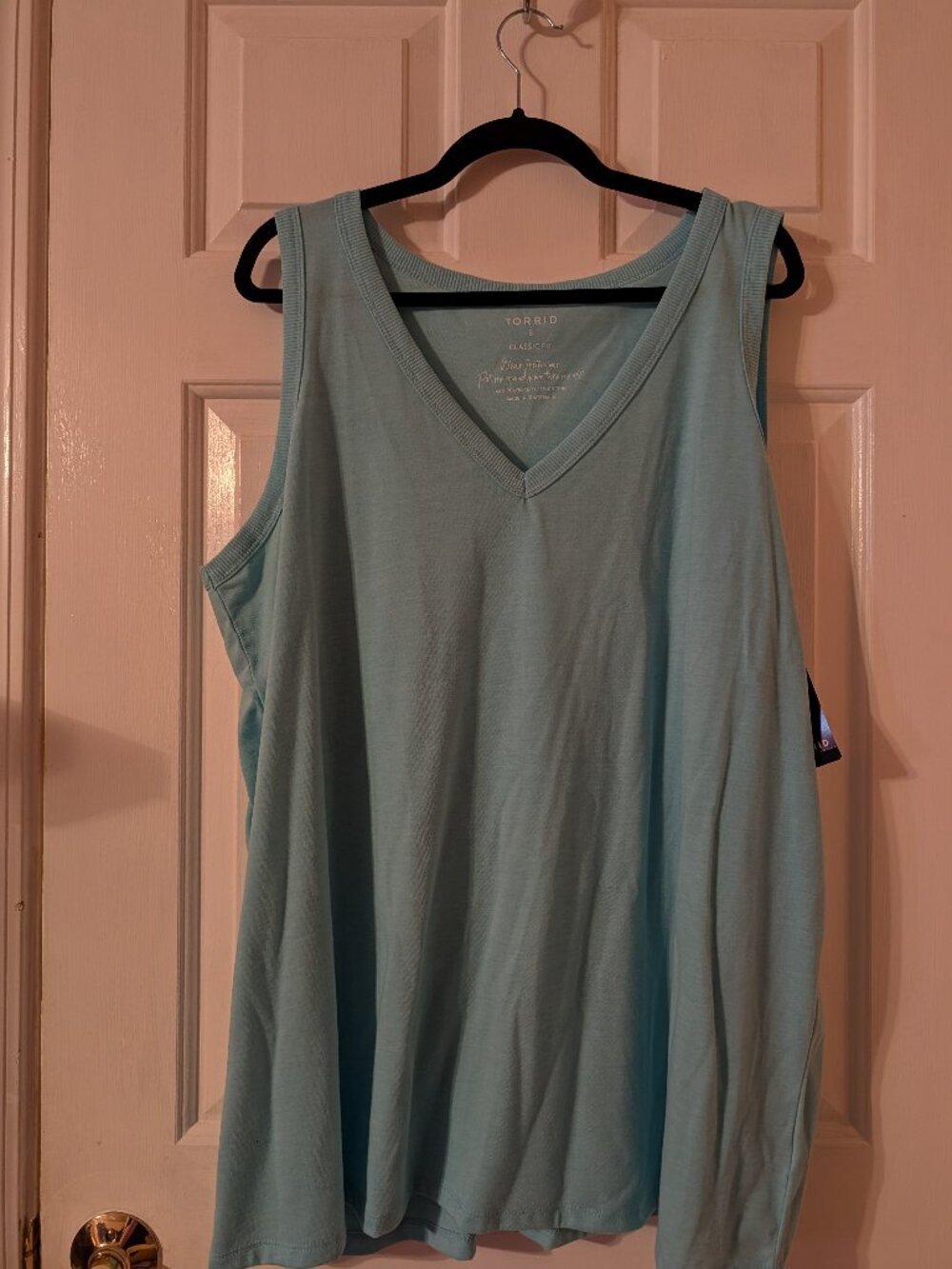 Torrid Girlfriend Signature Jersey V-Neck Tank Top Light Blue ~ 3/3X/22-24